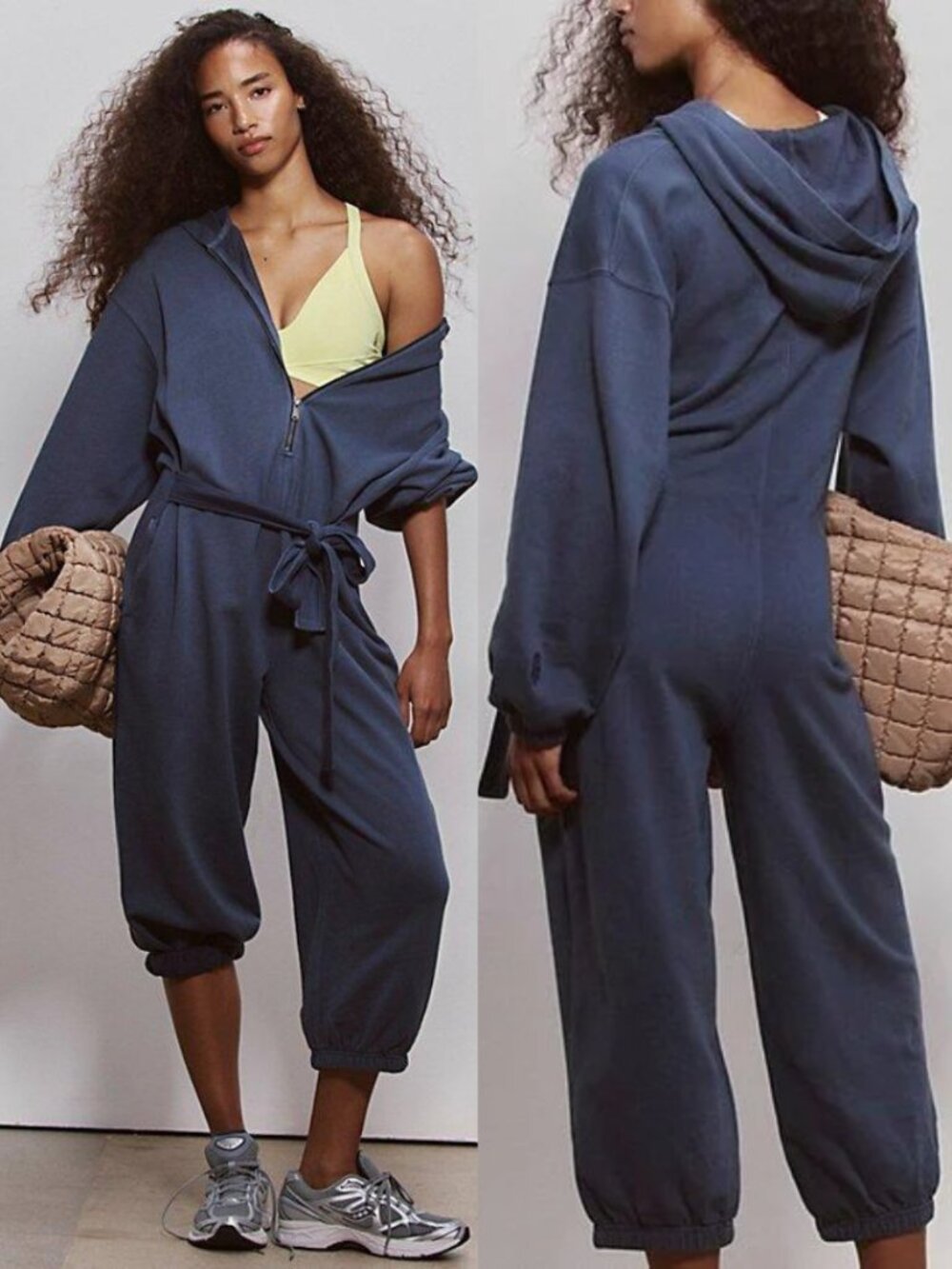 FP Movement Navy Cotton Terry Zip Up Wind Down One Piece